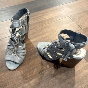 Like new Vince Camuto grey strappy heels Sz 8